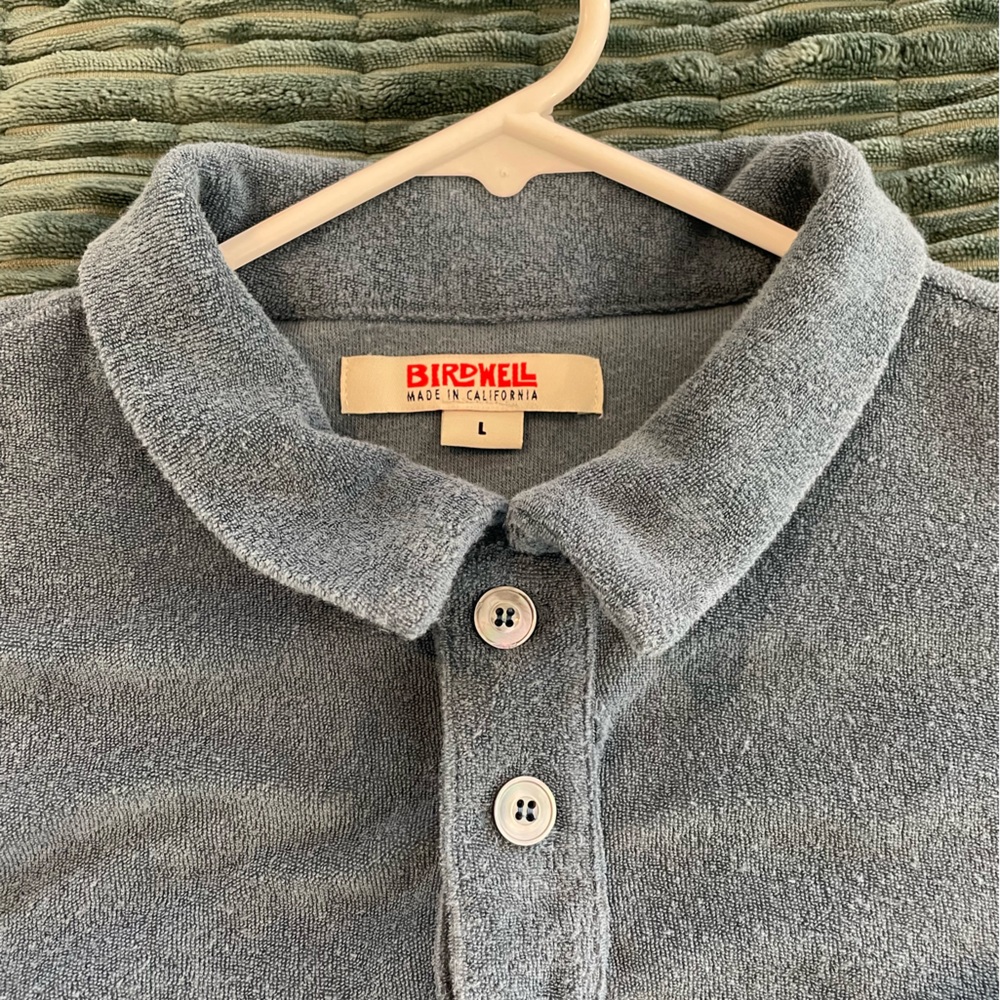 Birdwell BLUE Long Sleeve Terricloth Polo. Excellent Condition! Men’s Large.